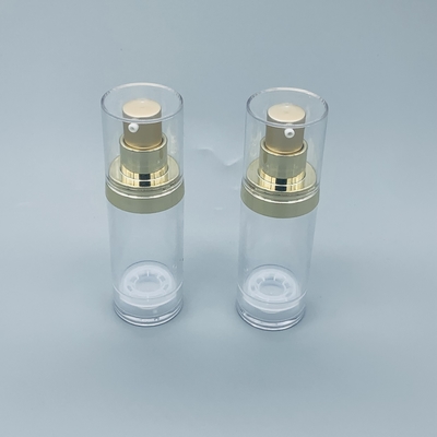 As garrafas mal ventiladas cosméticas plásticas transparentes da bomba do ouro limpam o empacotamento 30ML